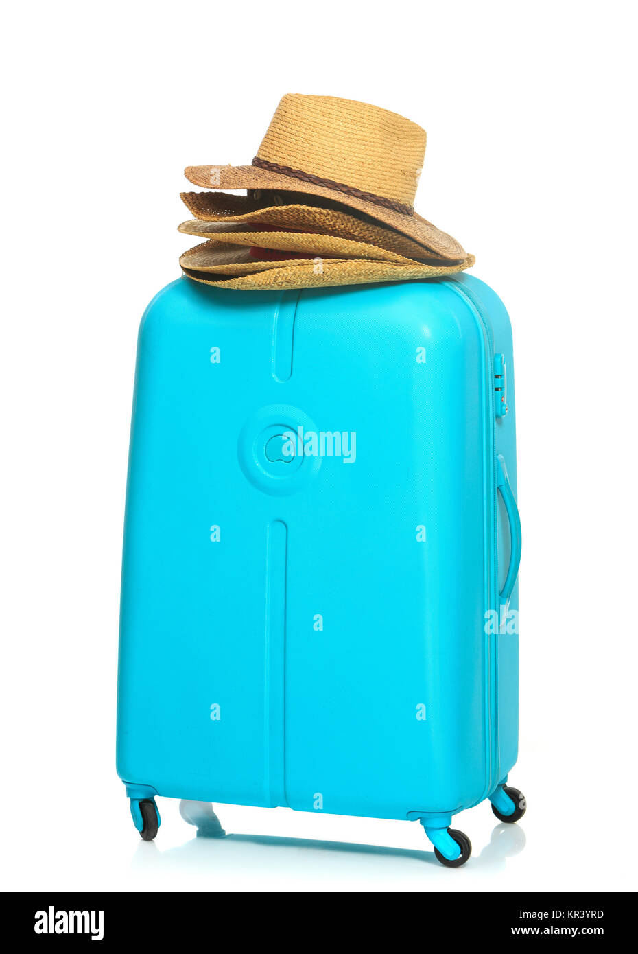 The modern large suitcase on white background Stock Photo