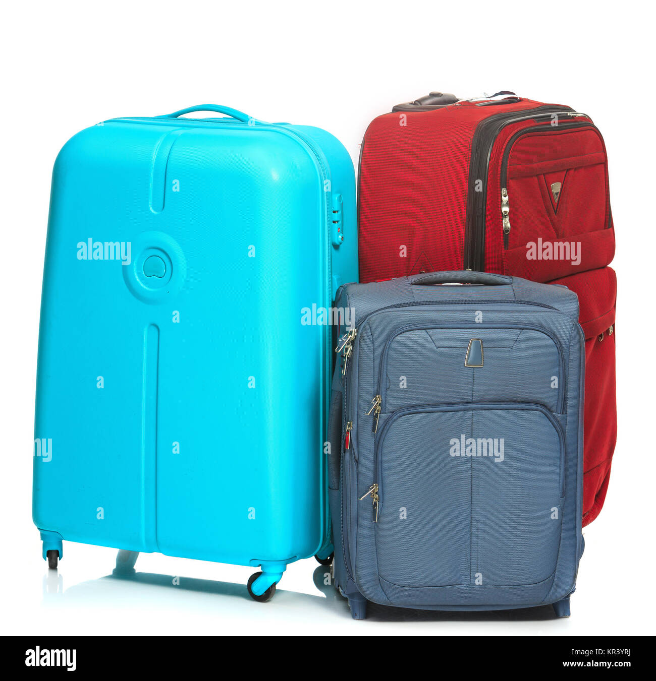 The modern suitcases on white background Stock Photo Alamy