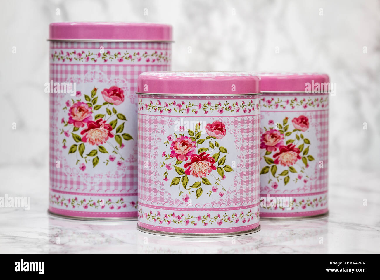 Decorative Tin Boxes With Floral Pattern Stock Photo 169120443