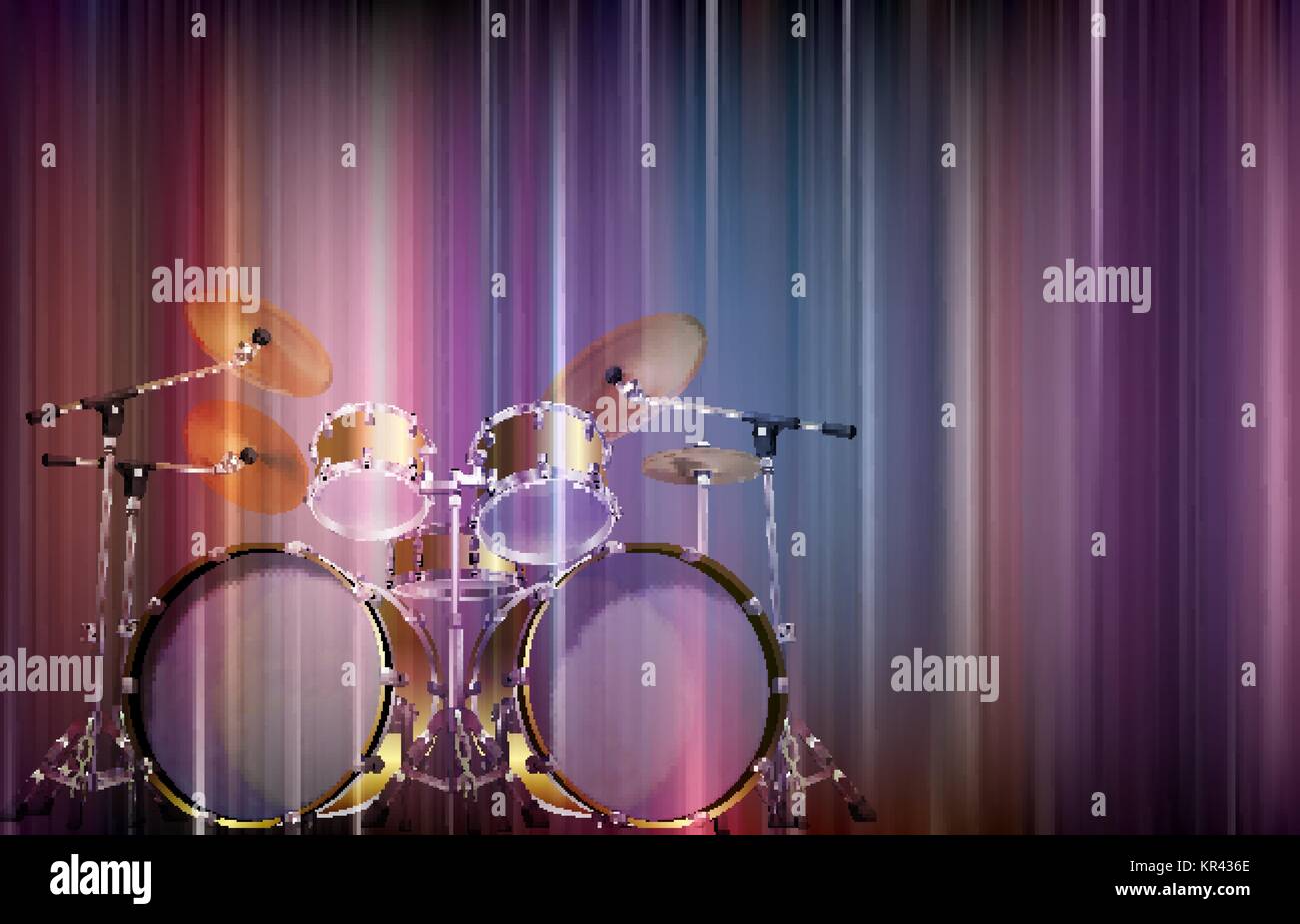 abstract blue music background with drum kit Stock Vector