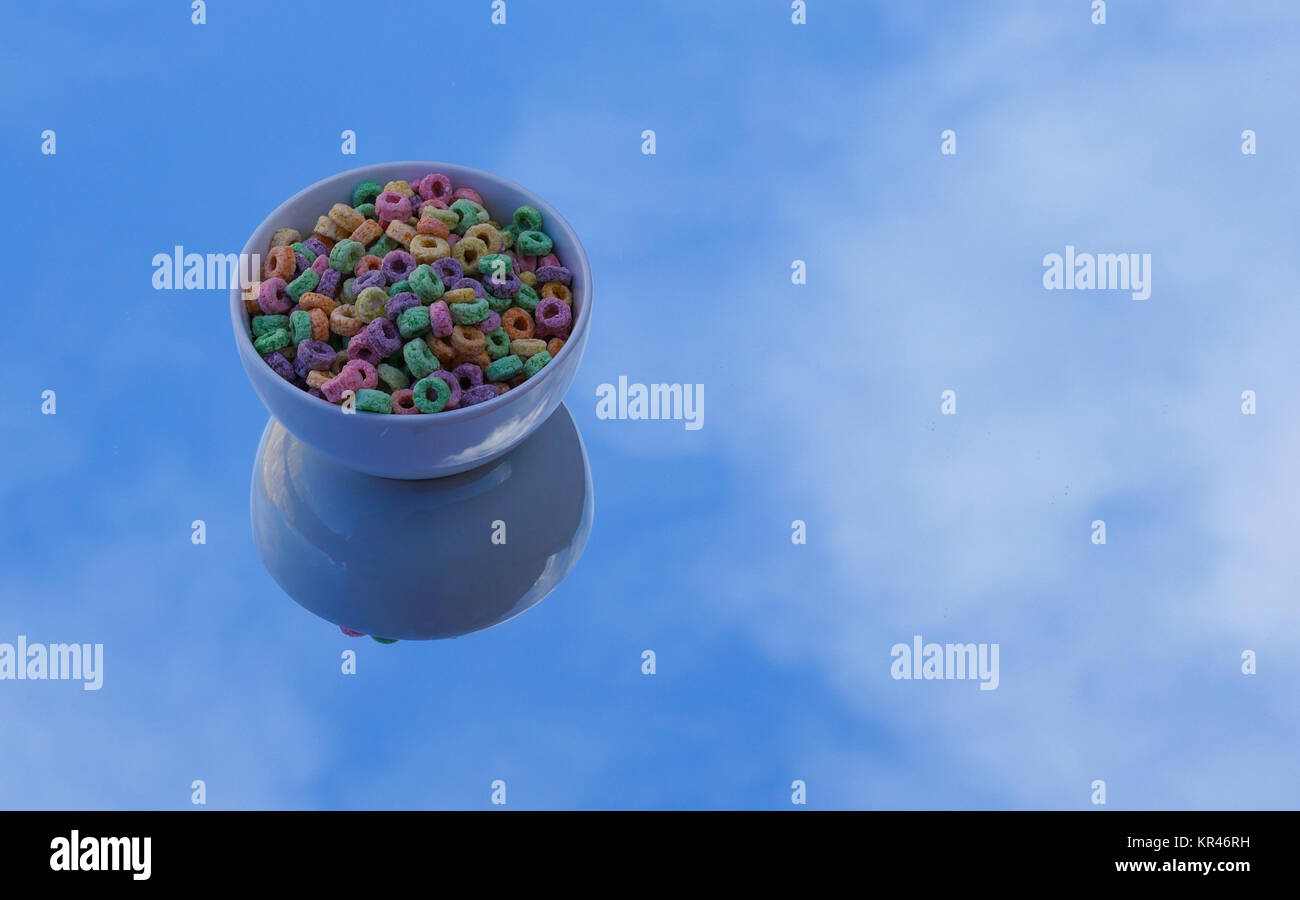 Colourful cereal in the sky Stock Photo