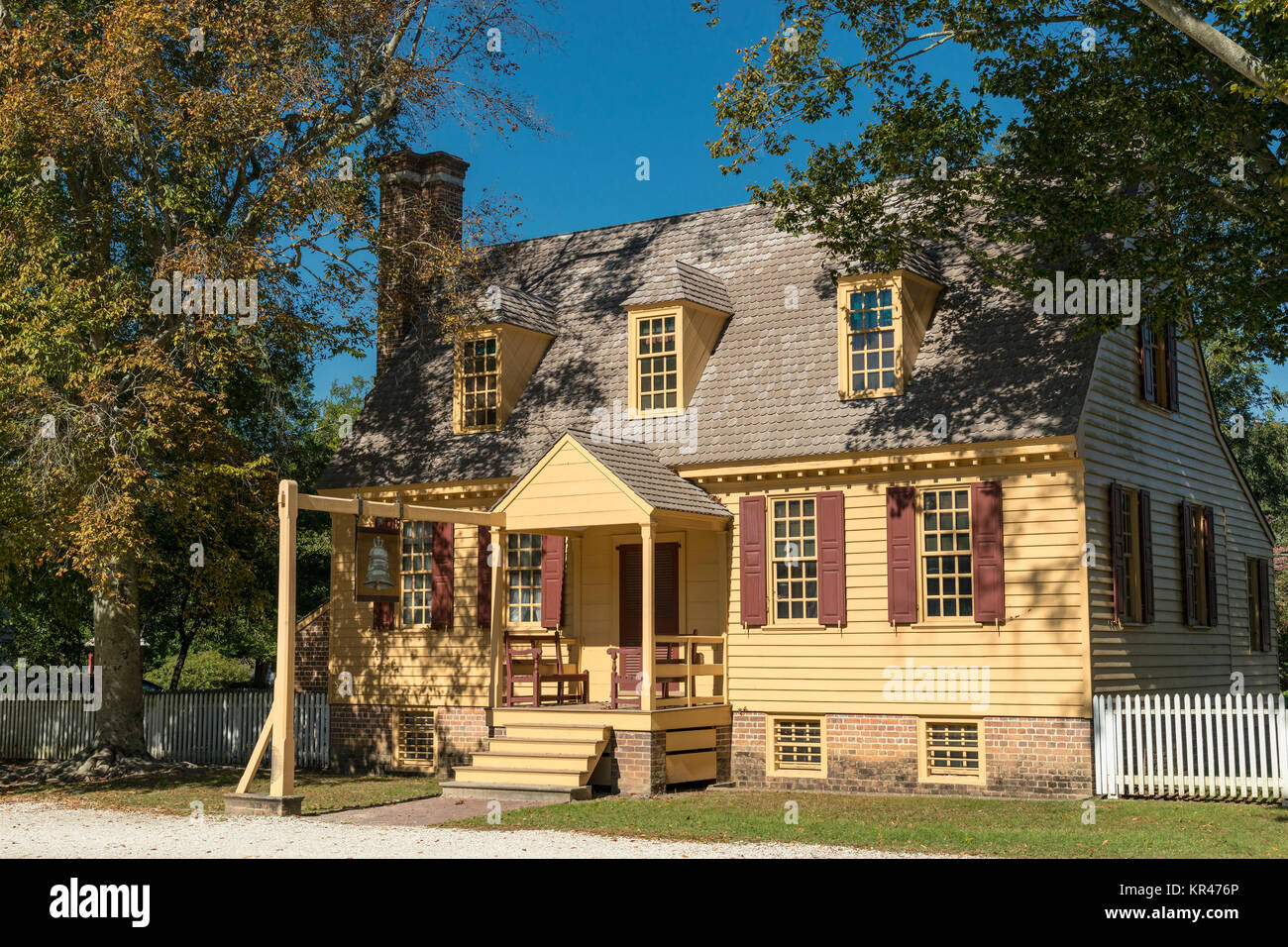 Blue Bell tenement or ordinary in Colonial Williamsburg. Stock Photo