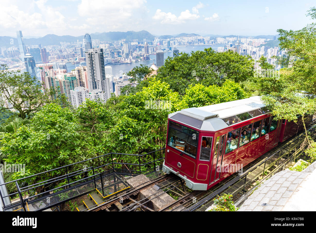 Victoria Peak Tram and Hong Kong city skyline Stock Photo - Alamy