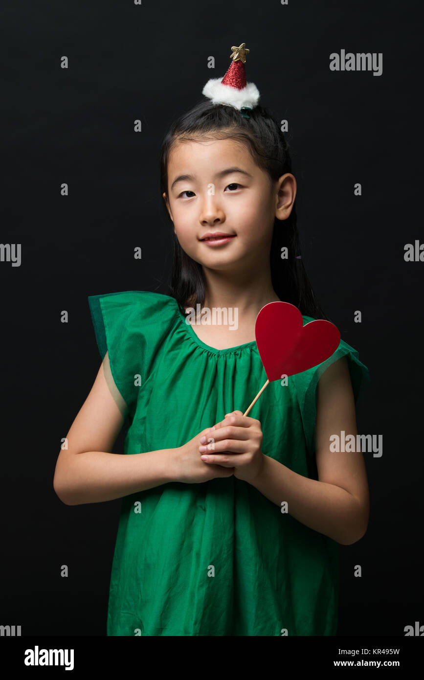 cute asian girl child dressed in a 