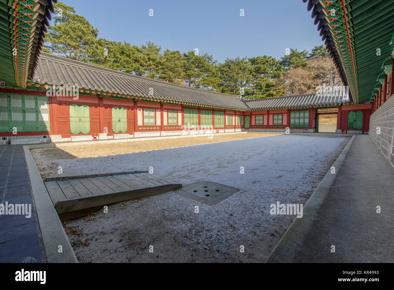 Traditional Korean house yard at Gyeongbok Palace,Seoul,Korea Stock