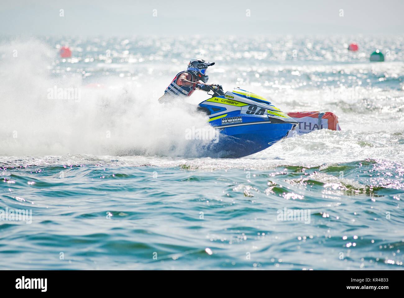 Mitchell Casey from the Australia competing in the Pro-Am Runabaout Stock class of the International Jet Ski World Cup 2017 at Jomtien Beach, Pattaya, Stock Photo