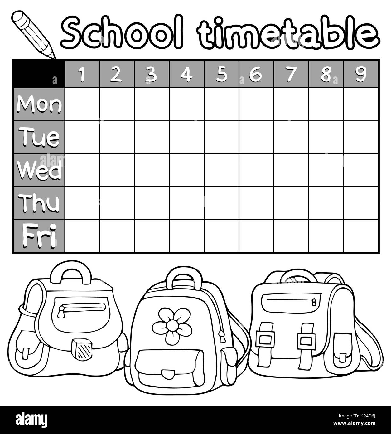 Coloring book timetable topic 5 Stock Photo