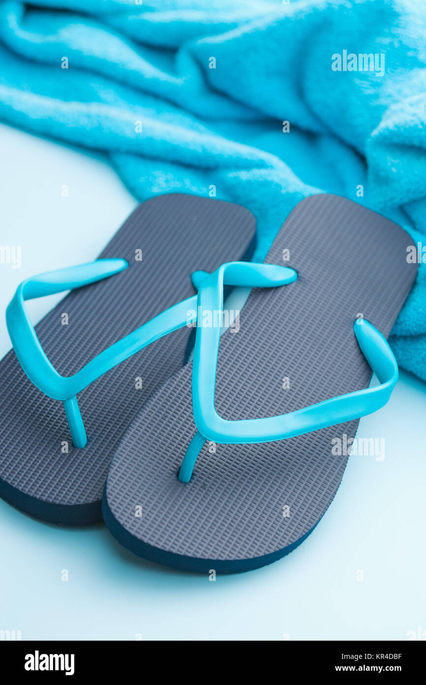 Blue flip flops Stock Photo - Alamy