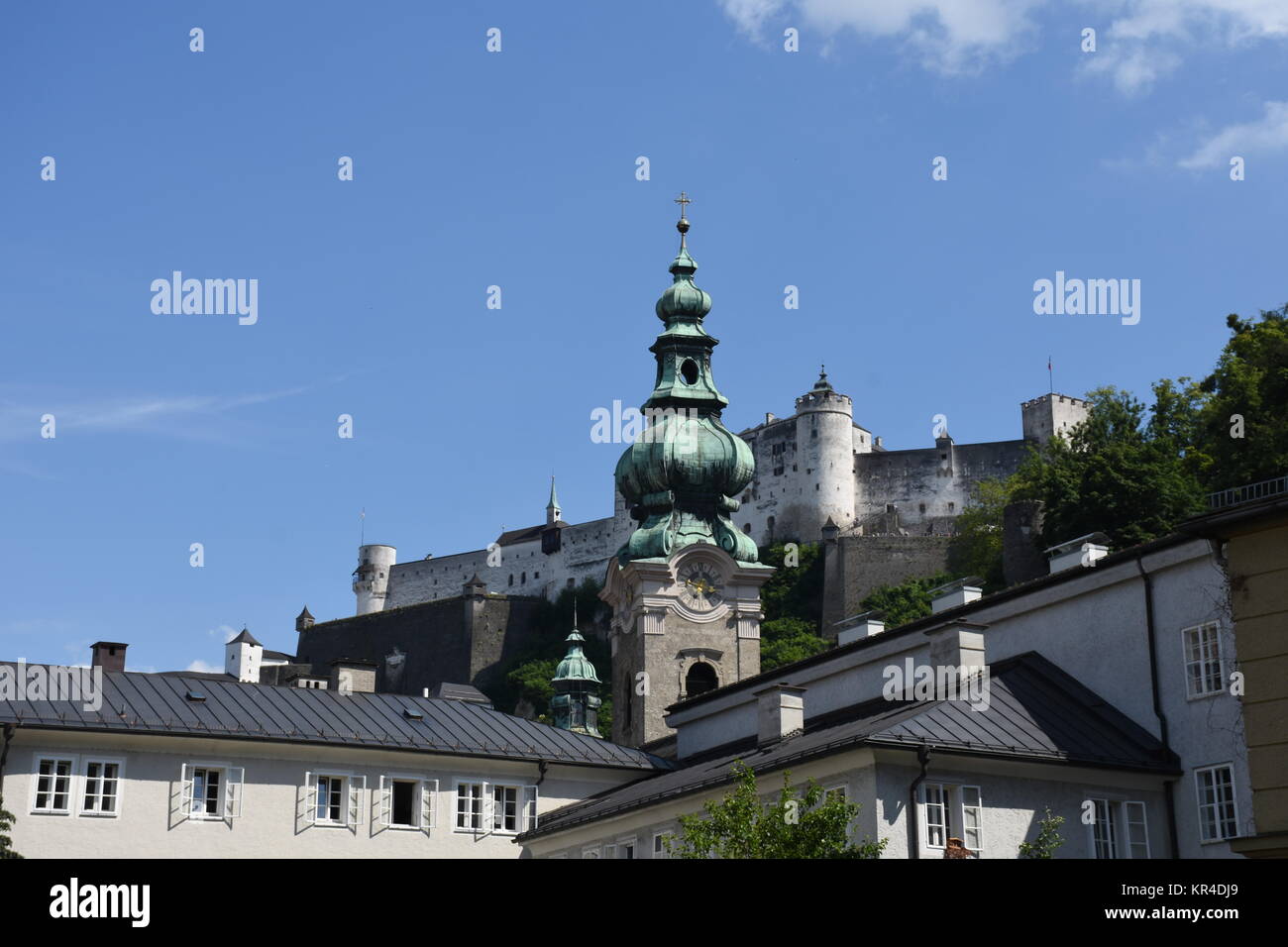 salzburg,hohensalzburg fortress mÃ¶nchsberg,hohensalzburg fortress,st. peter's abbey,mountain Stock Photo