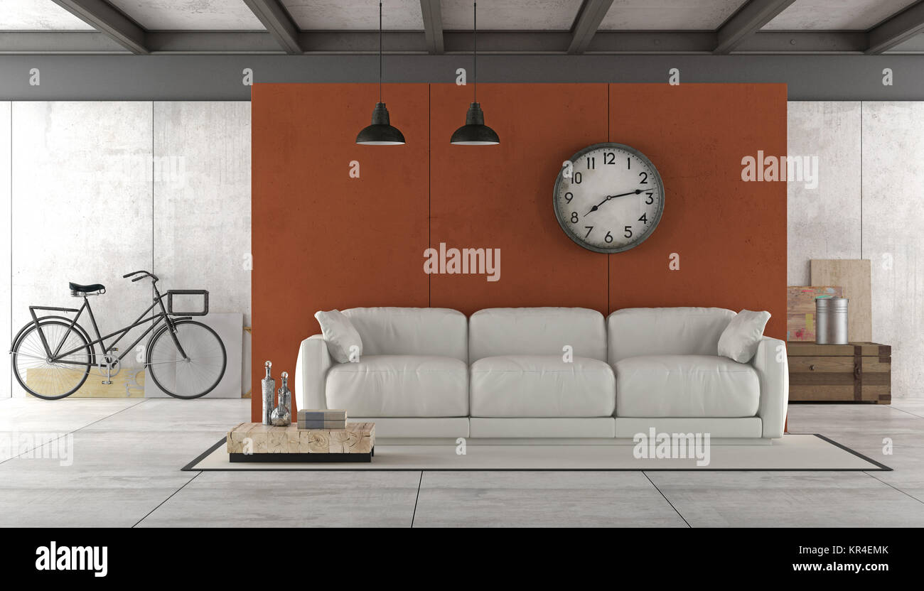 Living room in industrial style Stock Photo - Alamy