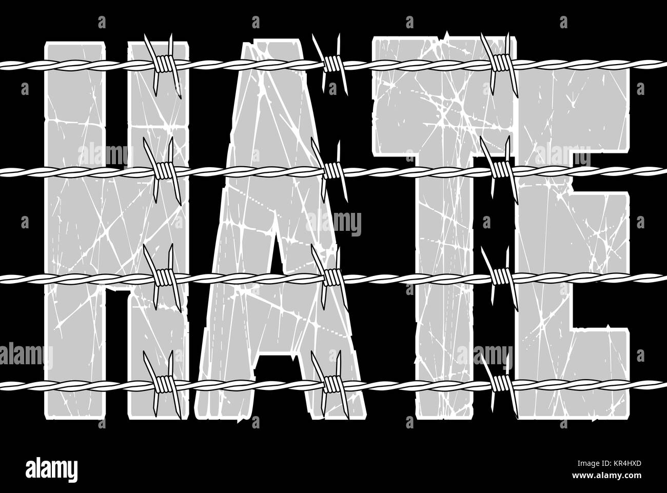 Hate Behind Barbed Wire Stock Photo