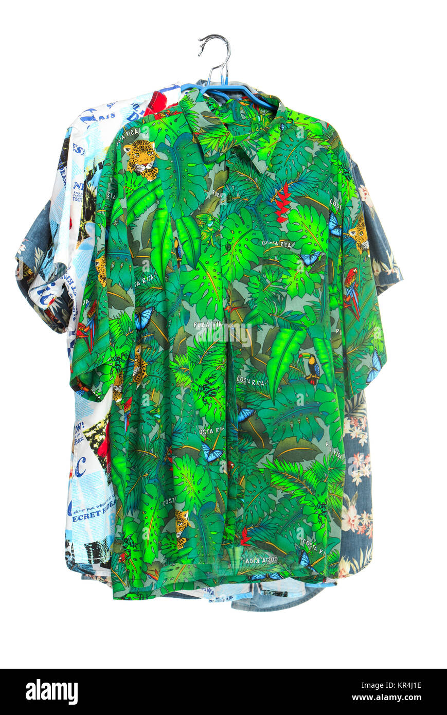 The isolated tropical shirts on white Stock Photo