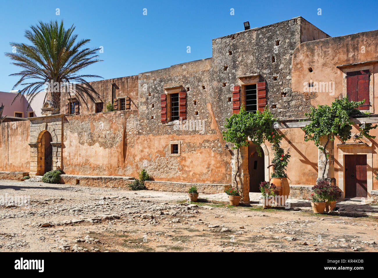 The Arkadi Monastery was built in 1587 on the island of Crete, Greece Stock Photo