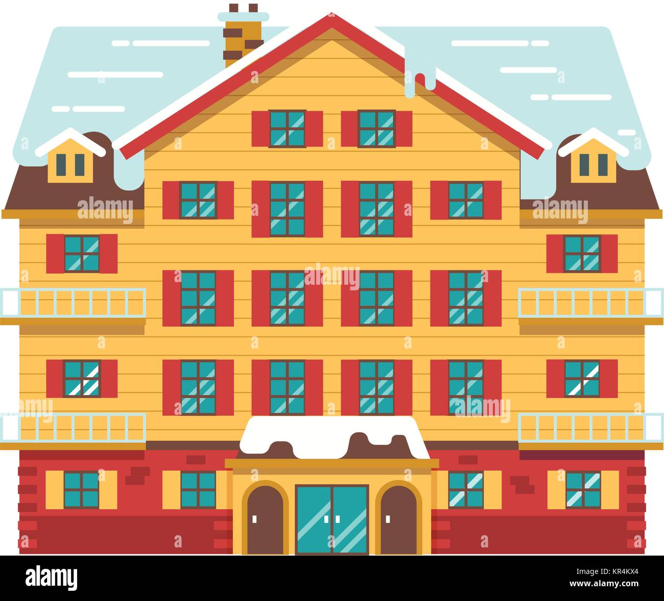 Winter Ski Resort Line Illustration Stock Vector Image & Art - Alamy