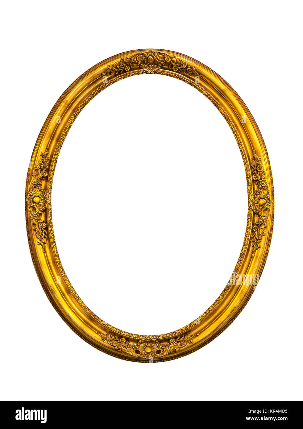 Golden classic ellipse frame isolated Stock Photo