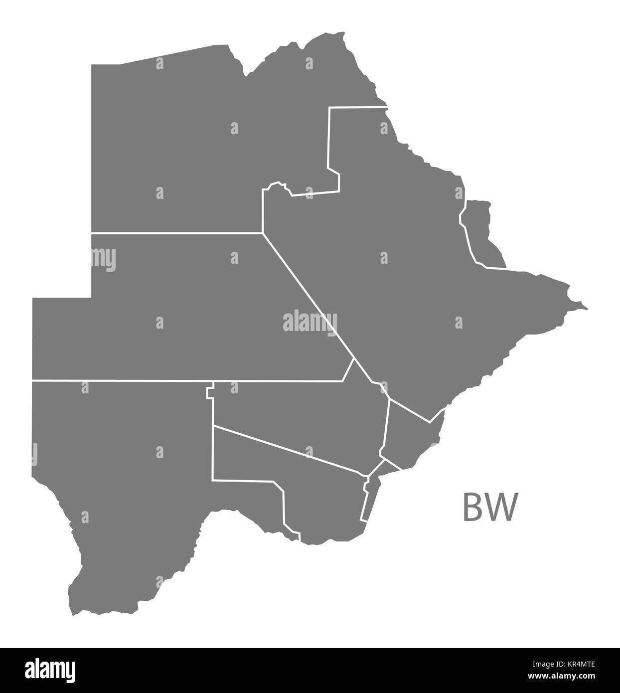 Botswana districts Map grey Stock Photo