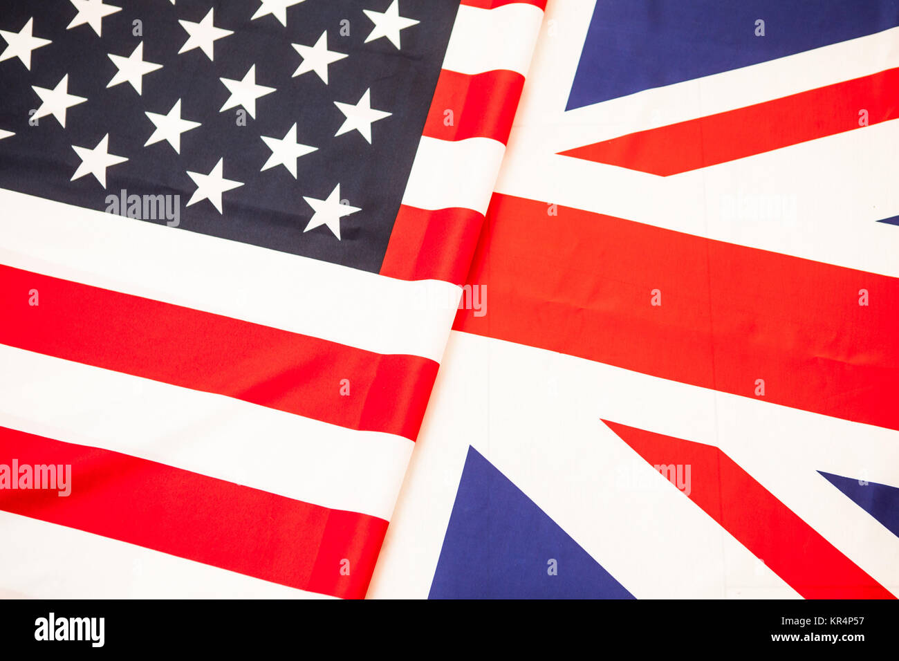 Flags of USA and United Kingdom. Two state flag folded in half Stock ...