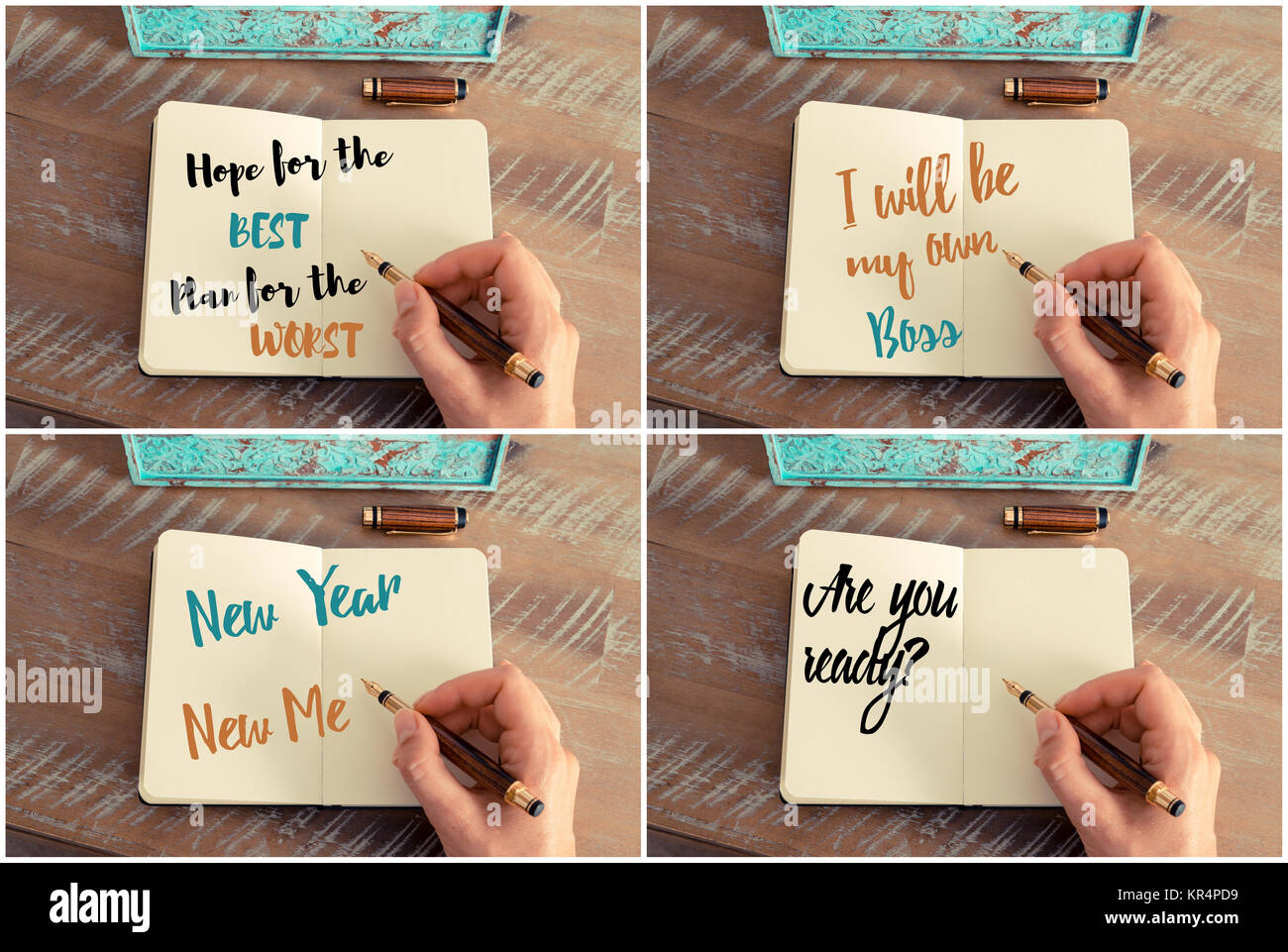 Photo collage of handwritten motivational messages Stock Photo