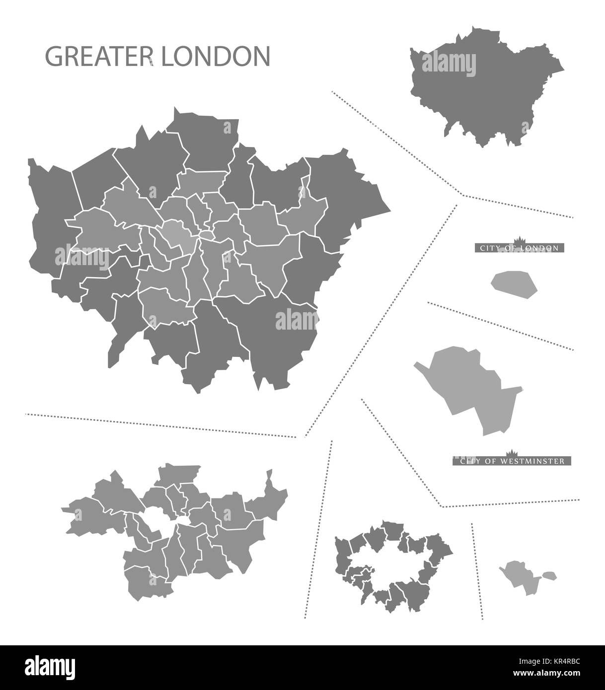 Greater London England Map grey Stock Photo