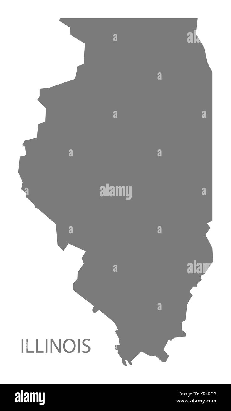 Illinois state map Black and White - Illinois Usa Map In Grey KR4RDB