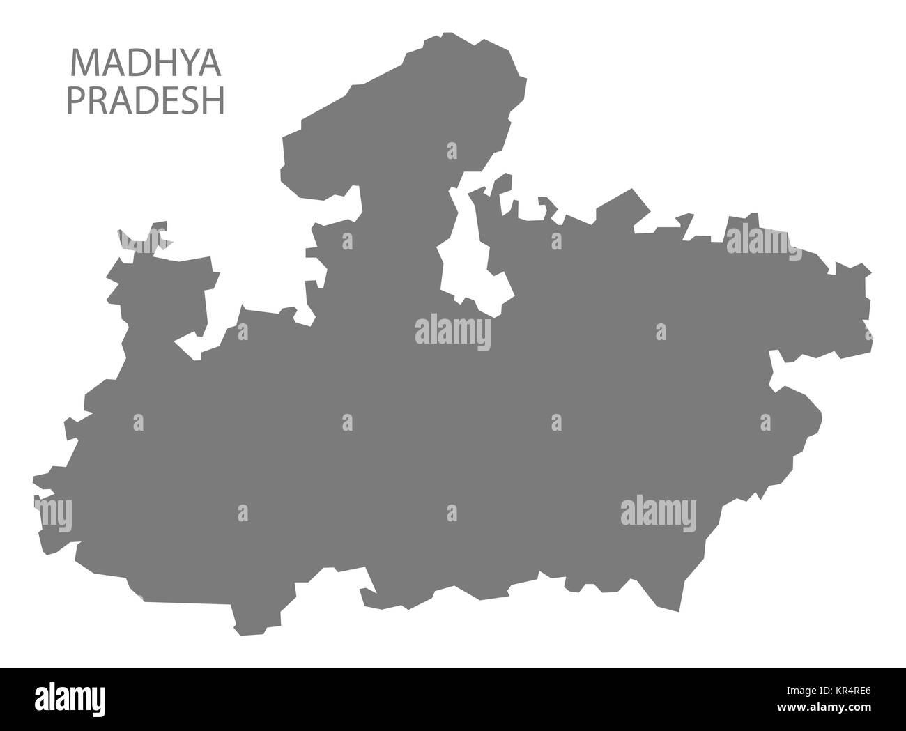 Madhya Pradesh India Map grey Stock Photo