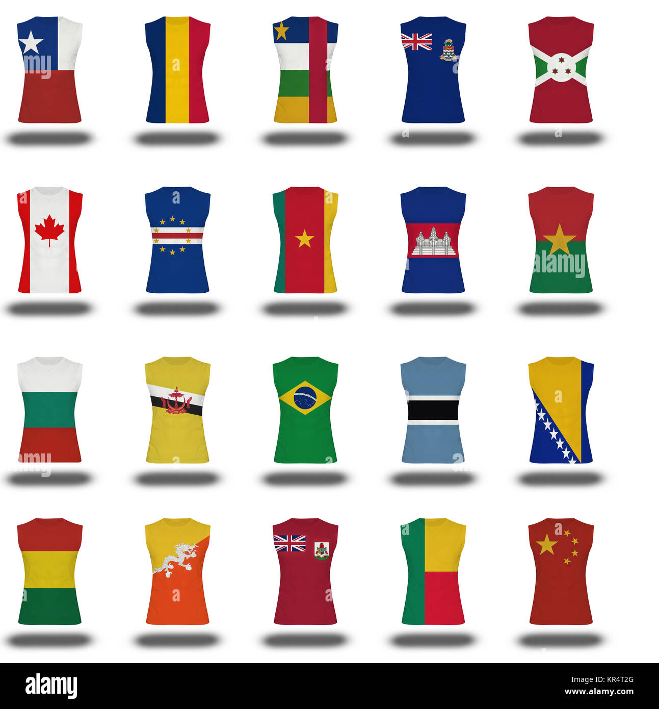 compilation of nationals flag shirt icon on white background part 2/10 Stock Photo