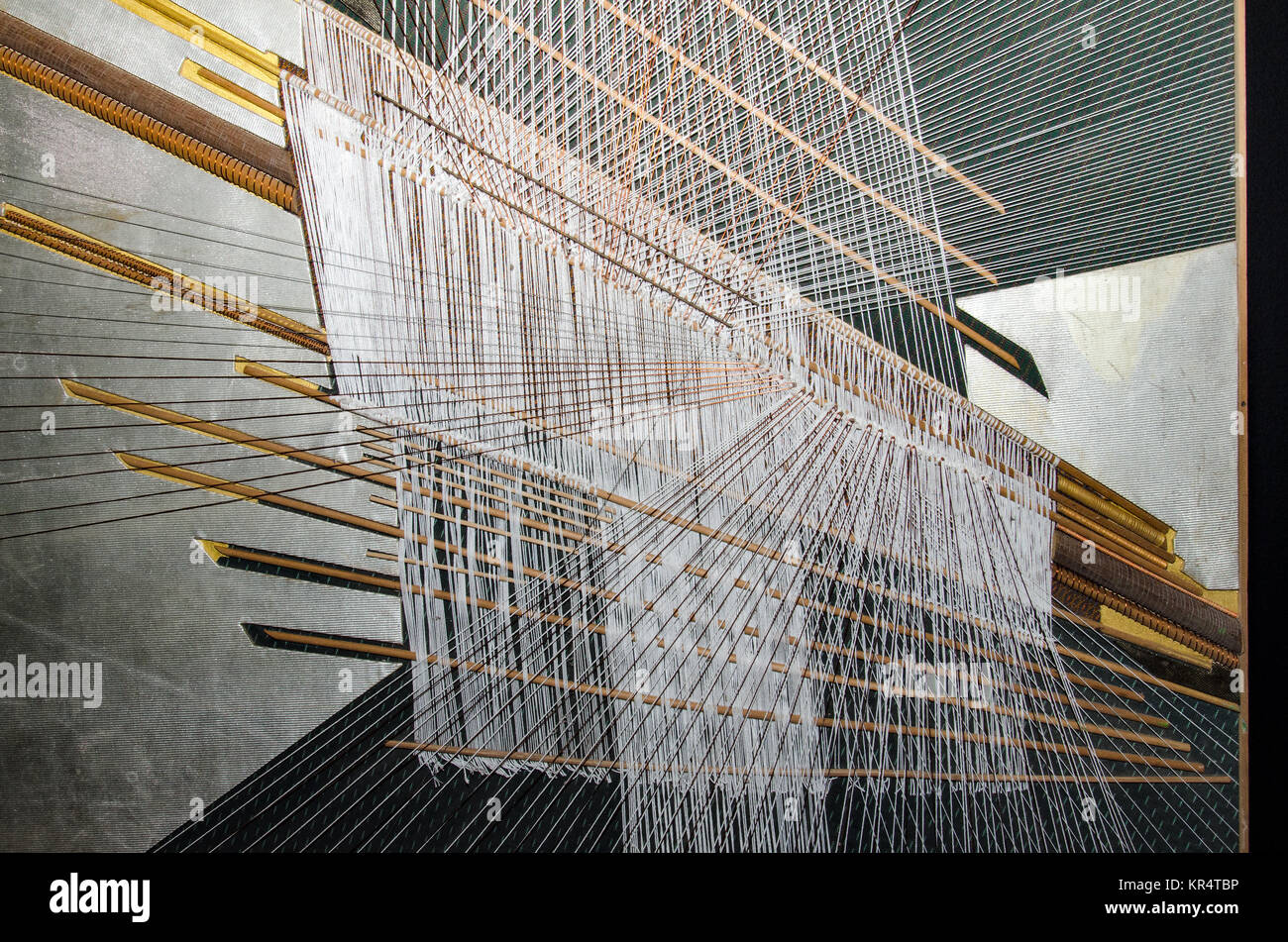 Silk fabric, hand weaving process in Thailand Stock Photo - Alamy