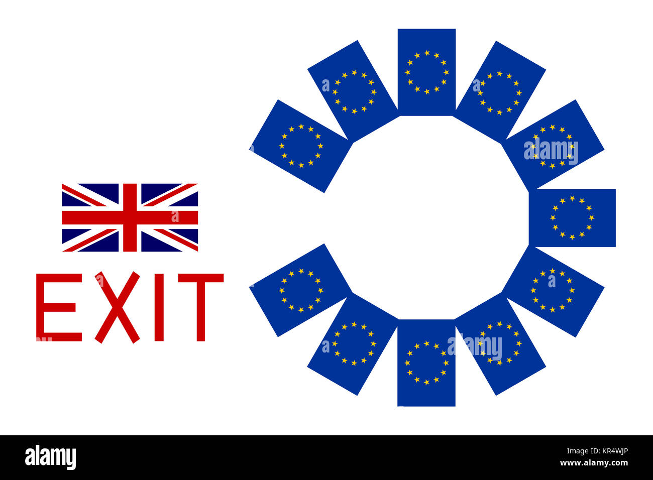 Flags of Europe and United Kingdom with word Exit Stock Photo
