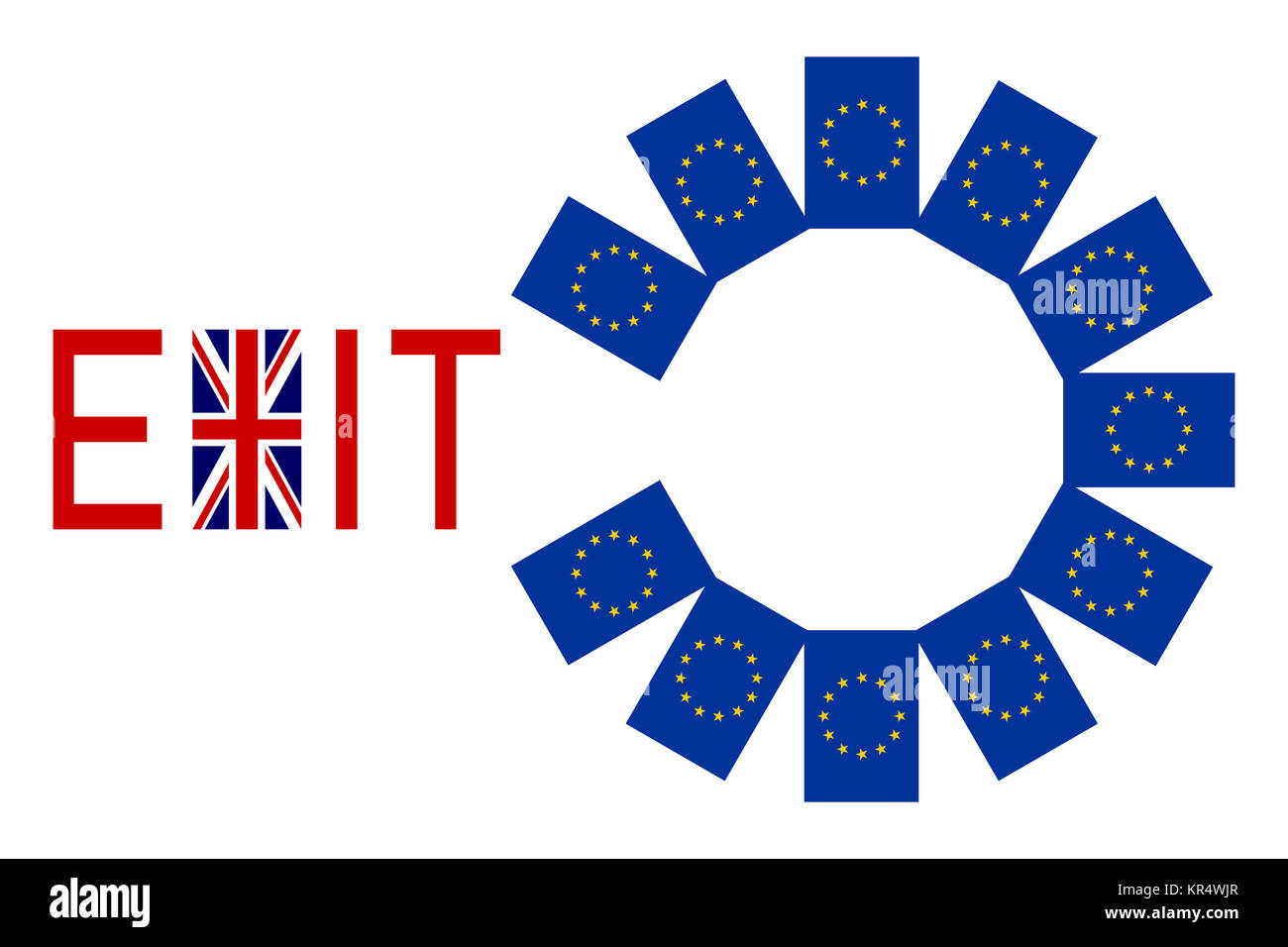 Flags of Europe and United Kingdom with word Exit Stock Photo