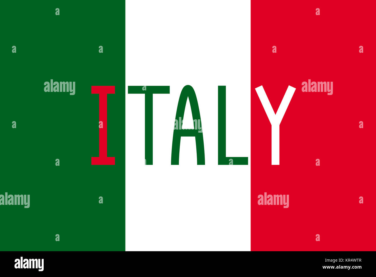 Italian flag and word Italy Stock Photo