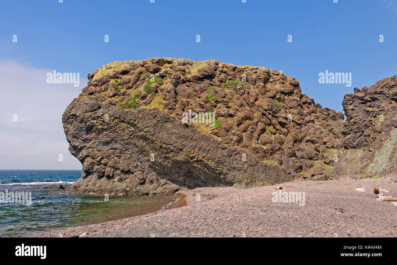 Pillow Lava Formation on a Remote Ocean Coast Stock Photo
