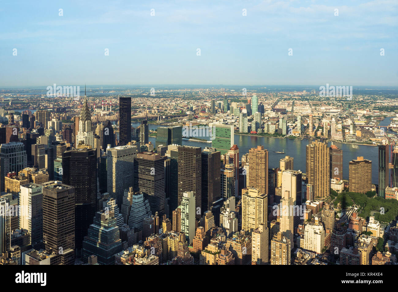 New York City Manhattan street aerial view with skyscrapers Stock Photo ...