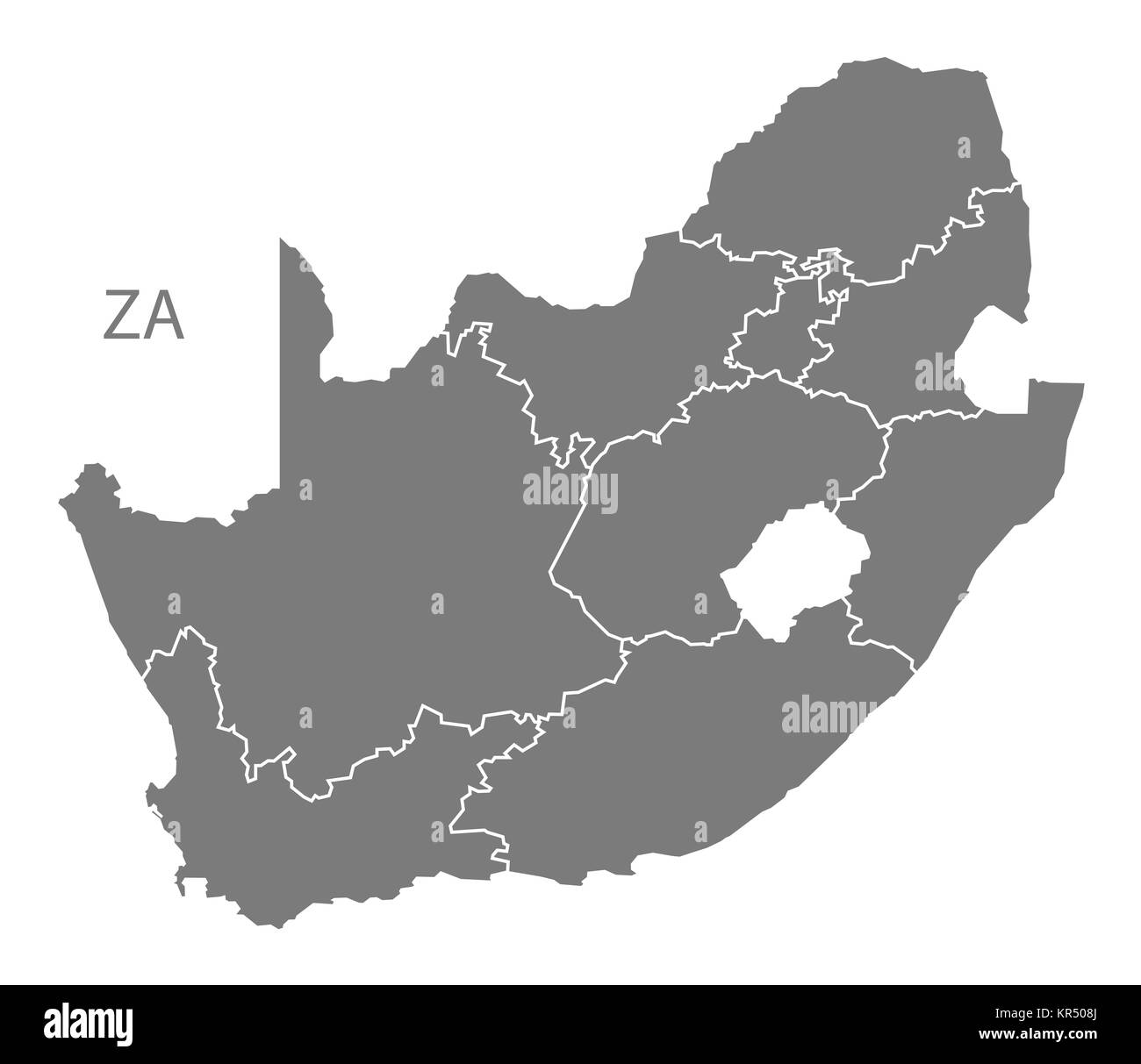 South Africa Map with provinces grey Stock Photo