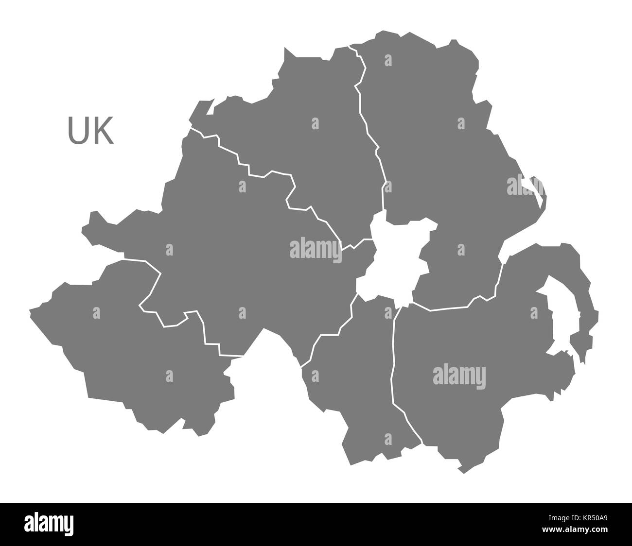 Counties Of Northern Ireland Map Northern Ireland Map With Counties Grey Stock Photo - Alamy