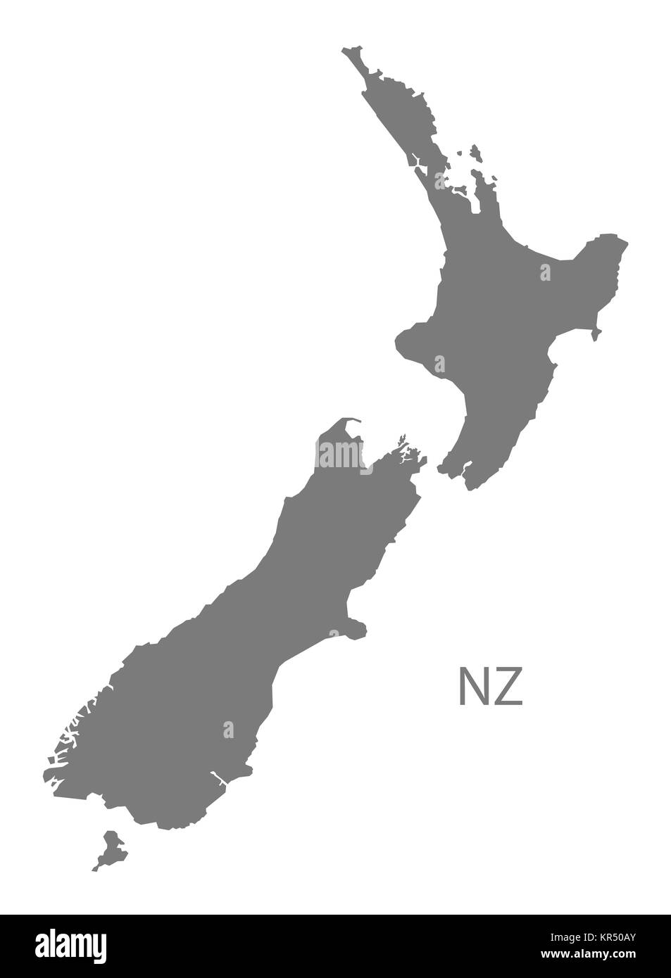 New Zealand Map grey Stock Photo