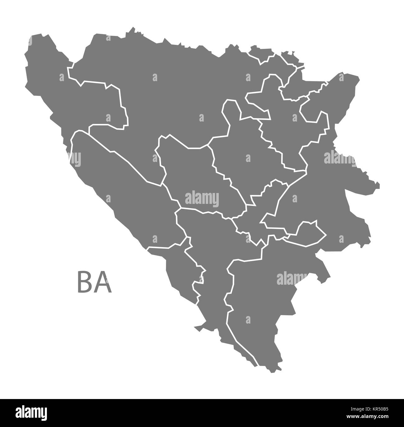 Bosnia Hercegovina regions Map grey Stock Photo