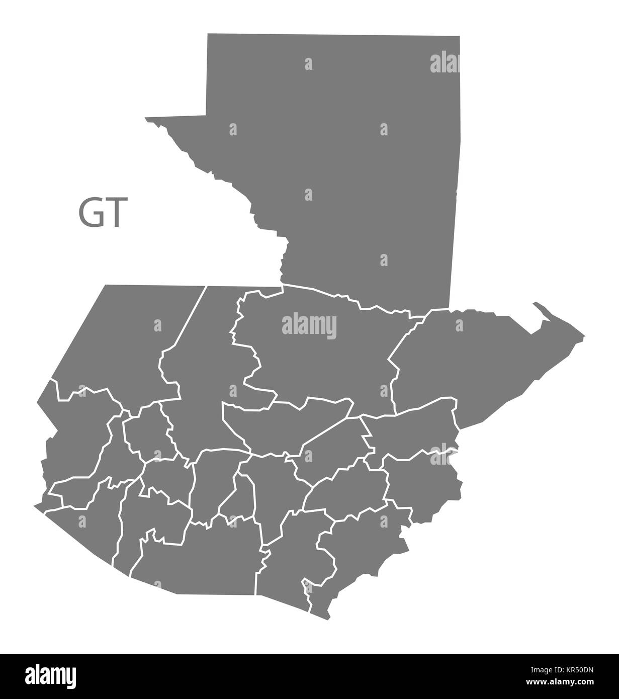 Guatemala departments Map grey Stock Photo