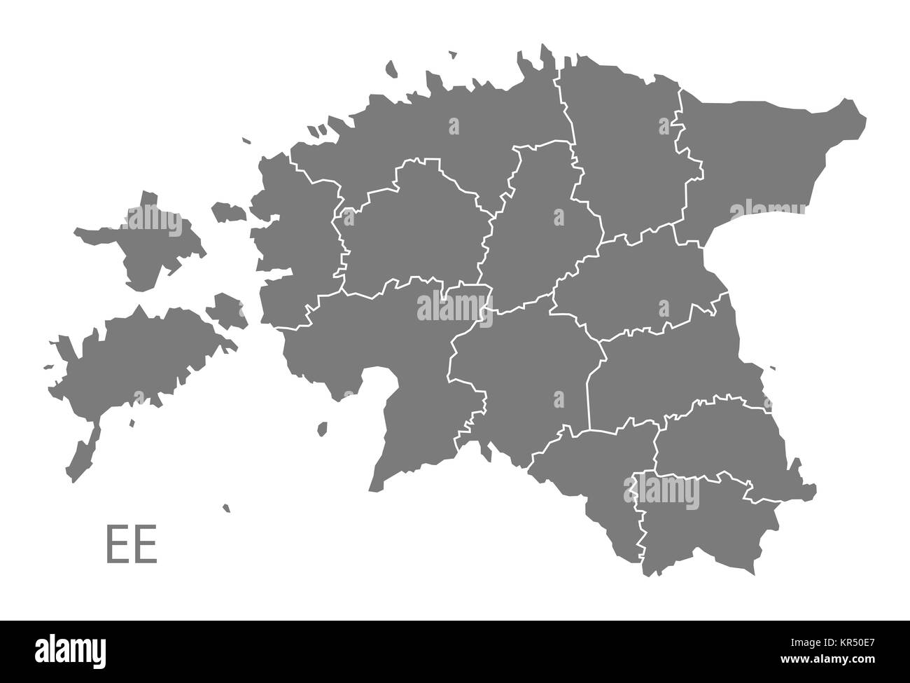 Estonia counties Map grey Stock Photo