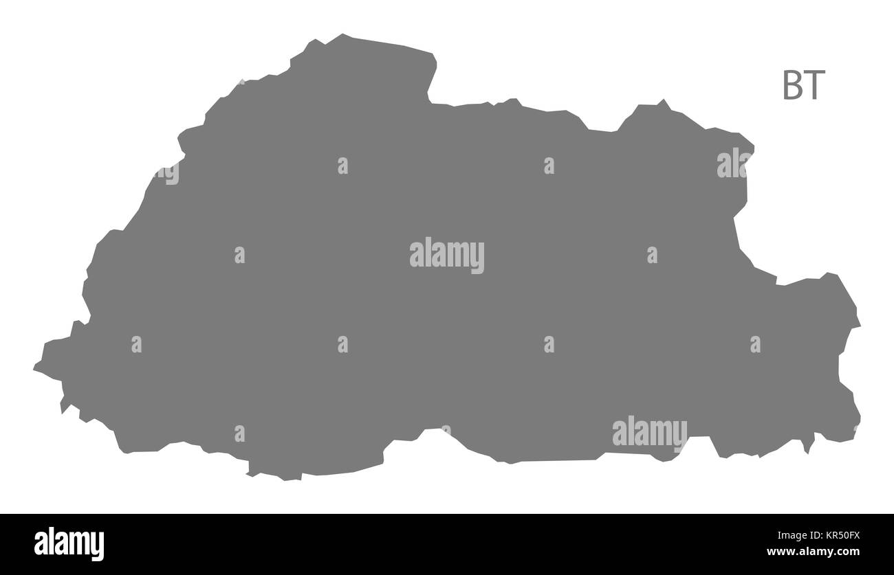 Bhutan Map grey Stock Photo