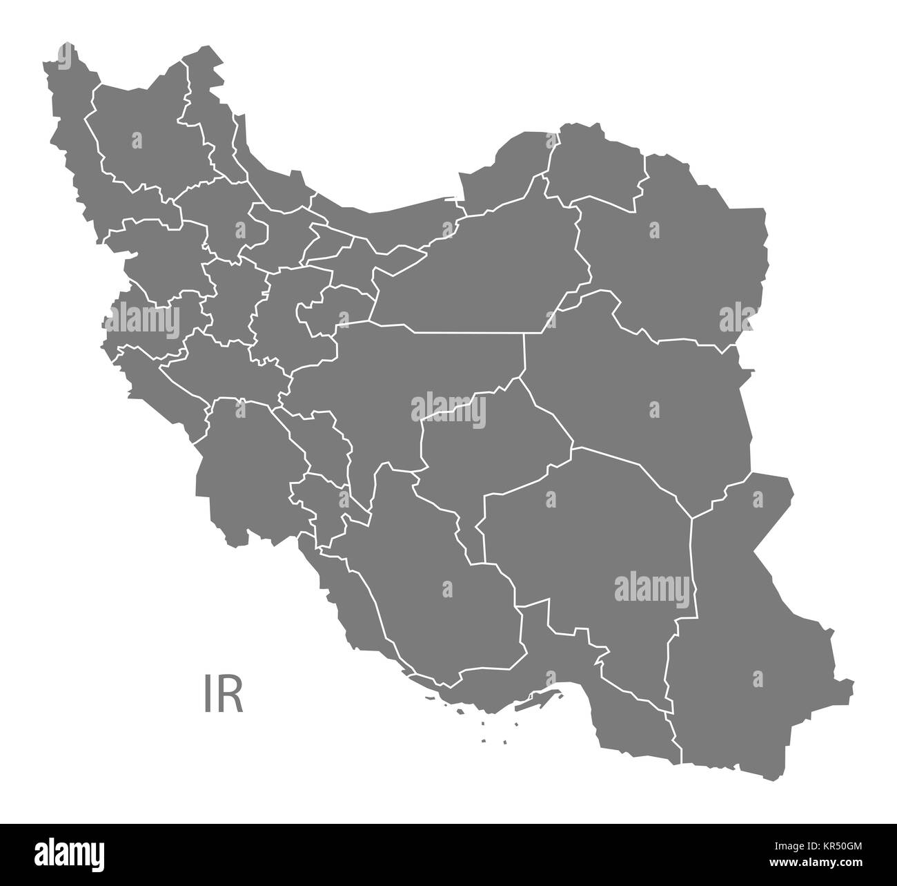 Iran provinces Map grey Stock Photo - Alamy