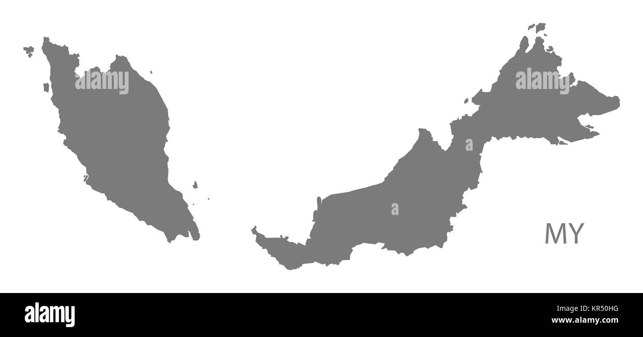 Malaysia Map grey Stock Photo