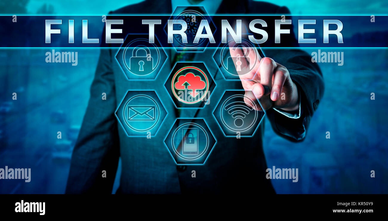 Corporate Client Pushing FILE TRANSFER Stock Photo - Alamy