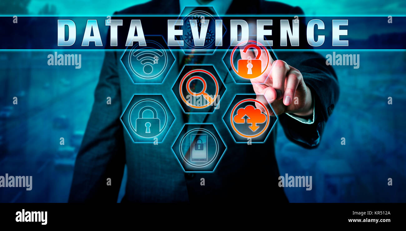 Forensic Examiner Pressing DATA EVIDENCE Stock Photo Alamy