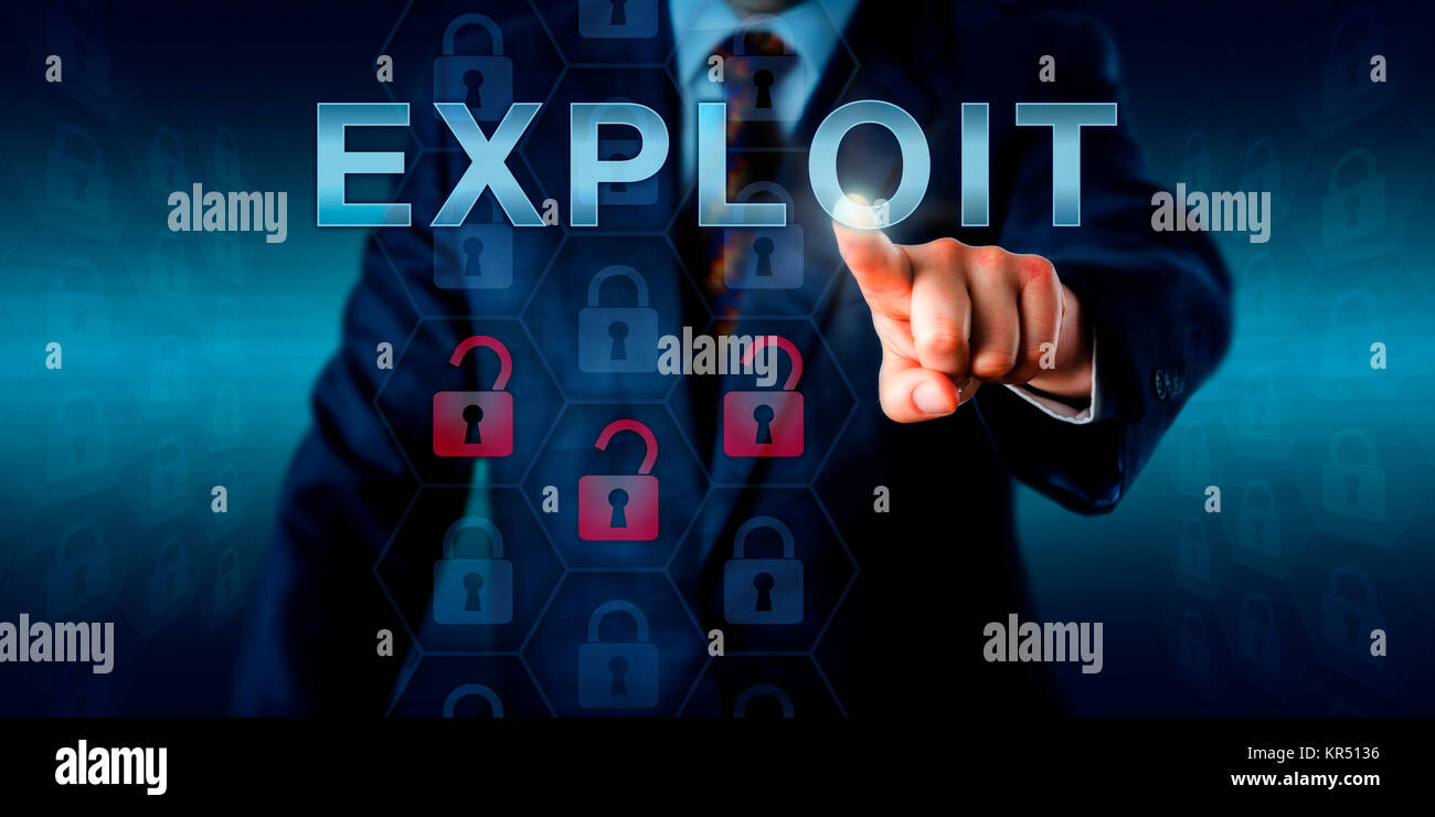 Network Administrator Touching EXPLOIT Stock Photo - Alamy