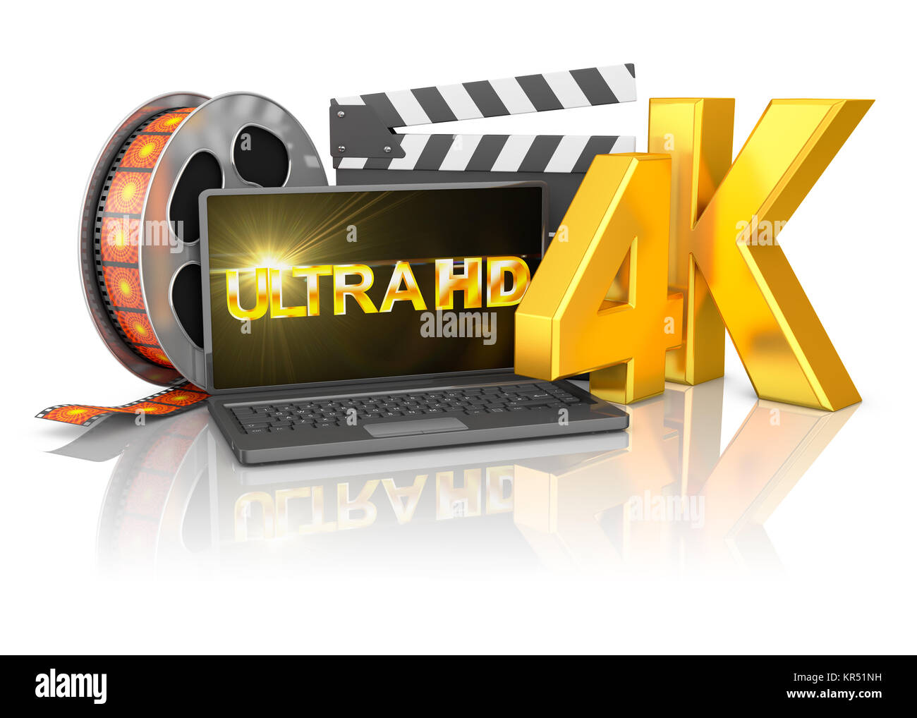 4K laptop and film strip Stock Photo