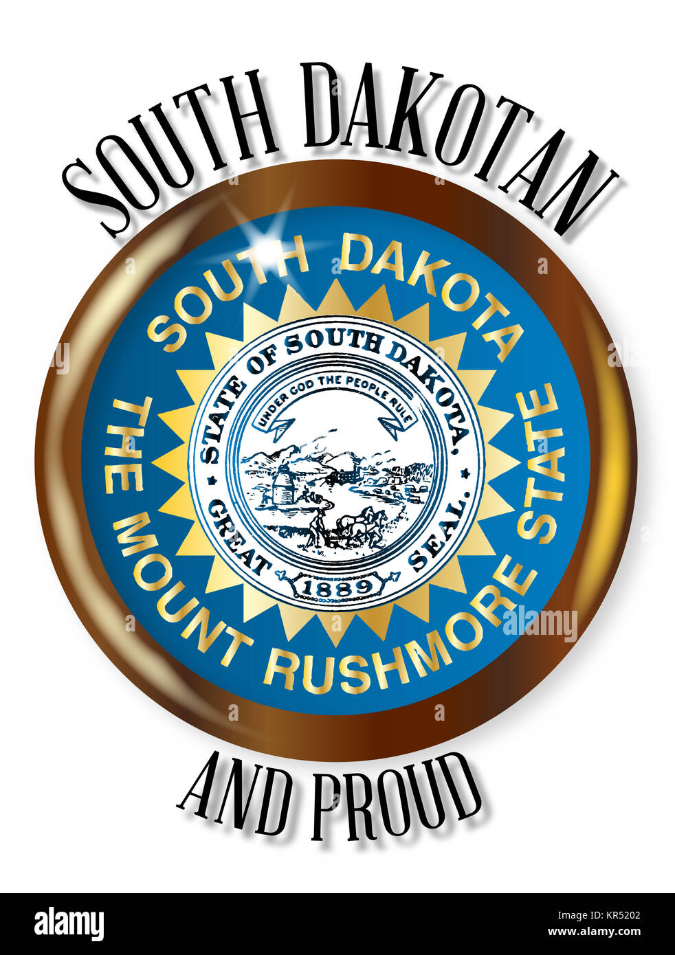 South Dakota Proud Flag Button Stock Photo