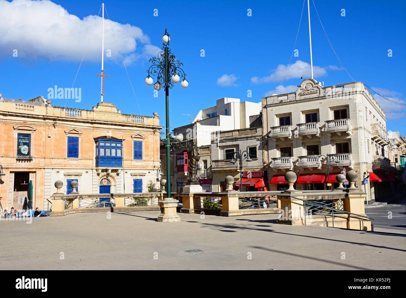 Traditional Maltese buildings around Rotunda Square by the Mosta Dome ...