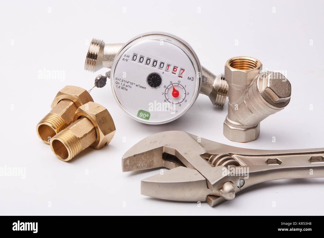 Water meter on a white background Stock Photo - Alamy