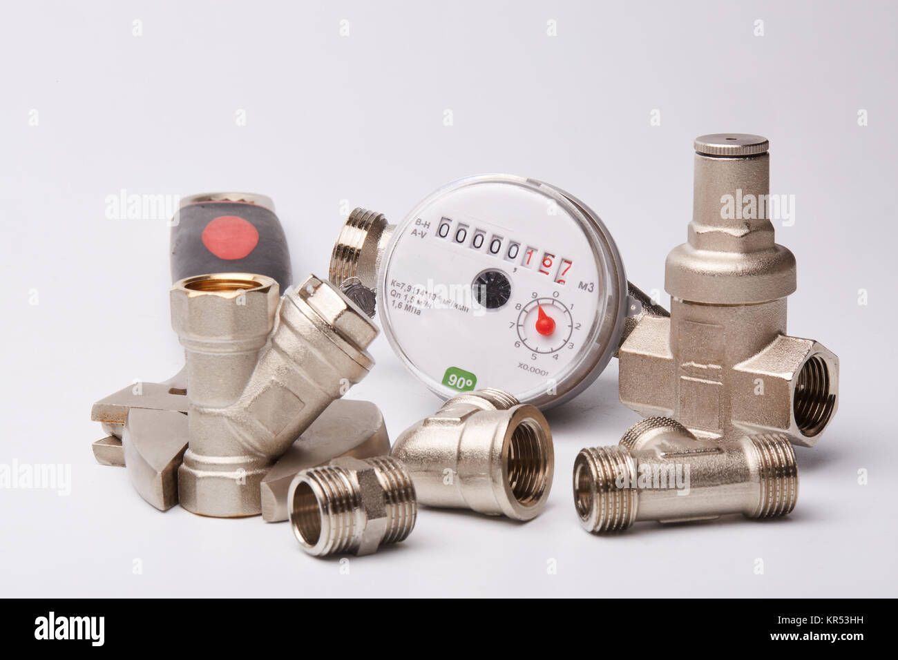 Water meter on a white background Stock Photo - Alamy