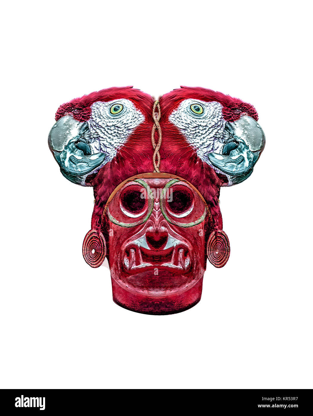 Isolated Dark Ethnic Mask Sculpture Stock Photo